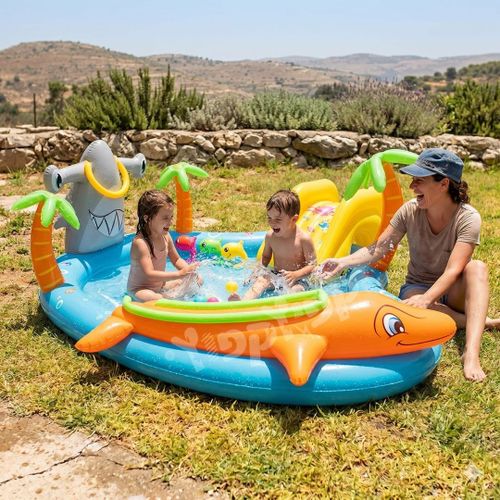 בריכה מתנפחת לילדים 280X25787 סמ דולפין כריש פלוס מגלשה 53067 מבית Bestway - מבט נוסף על הבריכה המתנפחת