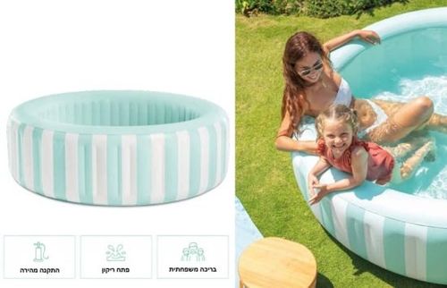 בריכה מתנפחת עגולה Coastal Luxe 168×53 ס״מ | INTEX | מק״ט 56182 - תמונת אווירה ושימוש בבריכה