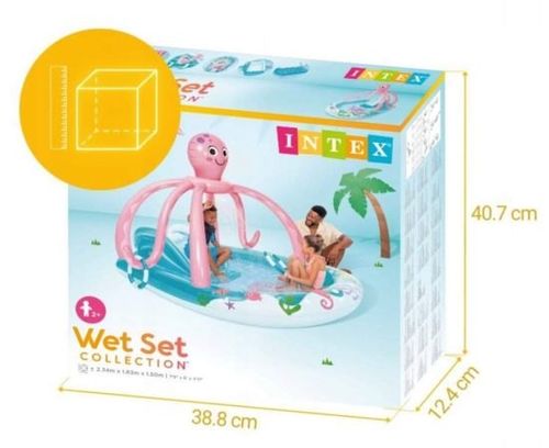 בריכת משחקים תמנון עם מגלשה ומתז מים 234×183×150 סמ 56138 מבית INTEX - הבריכה בחצר או בגינה