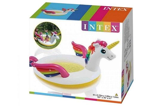 בריכה מתנפחת לילדים חד קרן פלוס מזרקת מים 272X193X104 סמ 57441 מבית INTEX - מבט צד על מבנה הבריכה