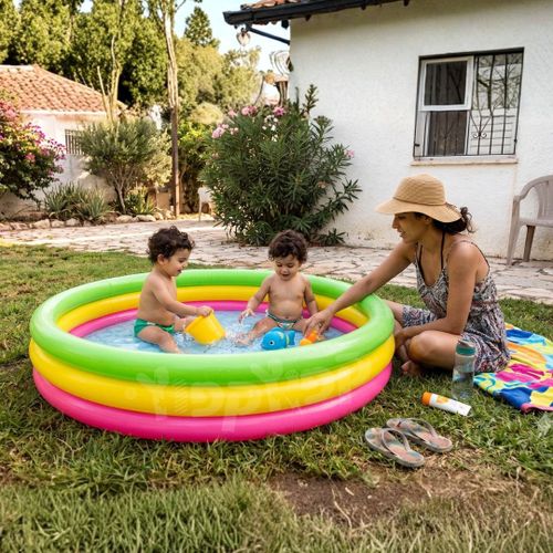 בריכת נאון 3 קומות צבעונית לילדים 152X30 סמ 51103 מבית Bestway - הבריכה בחצר או בגינה