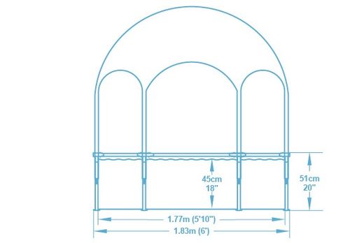 בריכת עמודים עגולה עם גגון בעיצוב תת ימי 183X51 5618T סמ מבית Bestway - המחשת מידות הבריכה