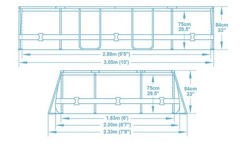 בריכה אובלית אולטרה pro max steel 305X200X84 5614A מבית BESTWAY - המחשת מידות הבריכה