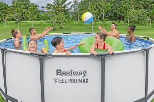 בריכת אולטרה עגולה אפורה 457X122 סמ MAX 56438 מבית BESTWAY - מבט צד על מבנה הבריכה