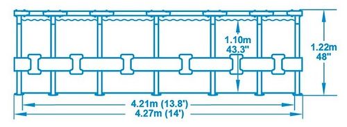 בריכת אולטרה עגולה אפורה 427X122 סמ MAX 5612X מבית BESTWAY - המחשת מידות הבריכה