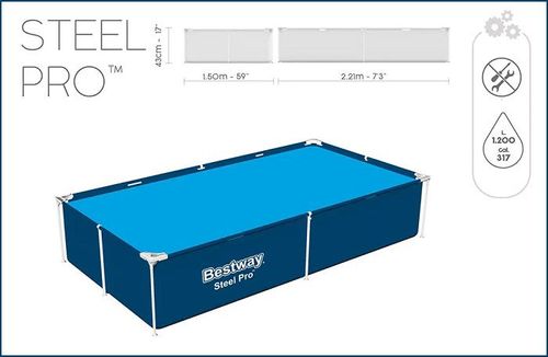בריכה משפחתית מסגרת מלבנית 221X150X43 סמ 56401 מבית BESTWAY - הבריכה בחצר או בגינה