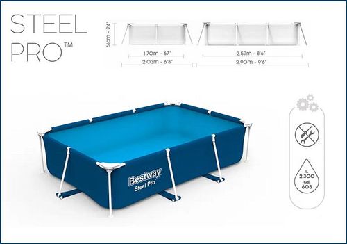 בריכה משפחתית מסגרת מלבנית 259X170X61 סמ 56403 מבית BESTWAY - תקריב היריעה והמבנה