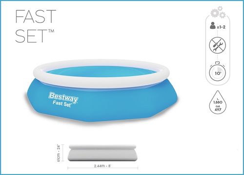 בריכה משפחתית עגולה 244X61 סמ FAST 57450 מבית BESTWAY - תקריב היריעה והמבנה