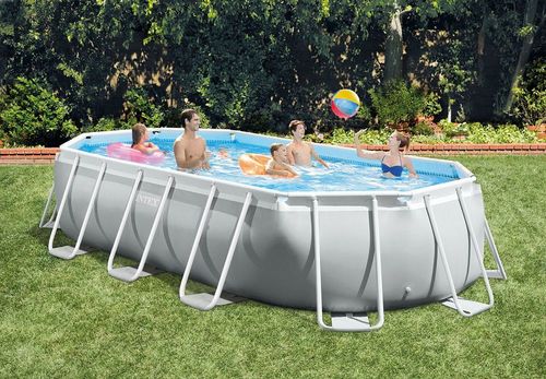 בריכה אובלית Prism Frame Ultra הכל כלול פרימיום | 503×274×122 ס״מ | INTEX | מק״ט 26796P - מבט צד על הכיסוי