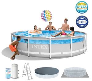 בריכה עגולה Prism Frame עם חלון 427×107 ס״מ | INTEX | מק״ט 26722 | כולל משאבה, סולם וכיסויים