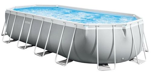 בריכת INTEX אולטרה אובלית 610×305×122 סדרת PRISM FRAME דגם 26798 | ערכת יצרן - תמונת אווירה ושימוש בכיסוי