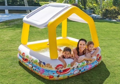 בריכה מרובעת מתנפחת 157X157X122 סמ 57470 מבית INTEX - הבריכה בגינה ביתית