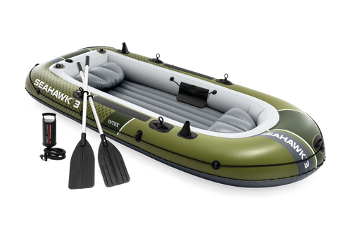 סט סירה מתנפחת SeaHawk ל-3 אנשים כולל משוטים ומשאבה 295×137×43 ס״מ | INTEX | מק״ט 66333 | קפיץ ק - המחשת מידות הסירה