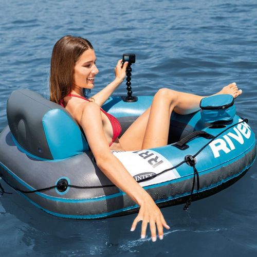 אבוב מקצועי מתנפח רשת 140 סמ לבריכה או לים עד 100 קג 56843 מבית INTEX - תקריב החומר והשסתום