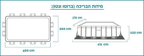 בריכת אולטרה עמודים מלבנית ערכת יצרן | 400X200X122 ס