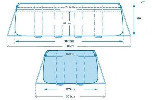 בריכת אולטרה עמודים מלבנית ערכת יצרן | 300X175X80 ס