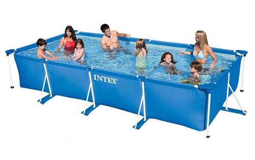 בריכת עמודים מלבנית כחולה 450X220X84 סמ 28273 מבית INTEX - מבט צד על מבנה הבריכה