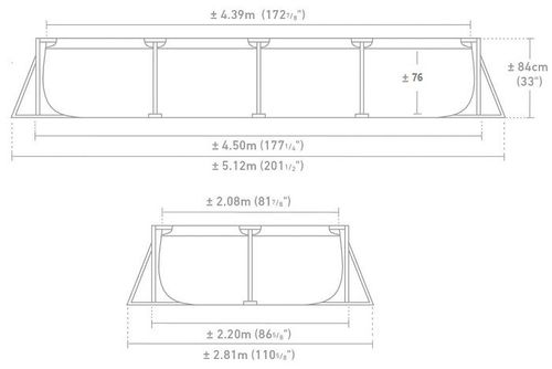 בריכת עמודים מלבנית כחולה 450X220X84 סמ 28273 מבית INTEX - מבט פנימי על הבריכה