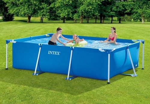 בריכת עמודים מלבנית כחולה 300X200X75 סמ 28272 מבית INTEX - המחשת מידות הבריכה