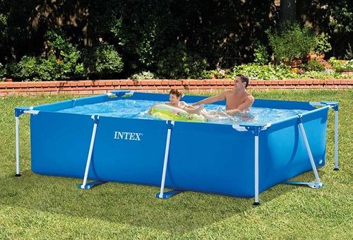 בריכת עמודים מלבנית כחולה 300X200X75 סמ 28272 מבית INTEX - תקריב היריעה והשלדה