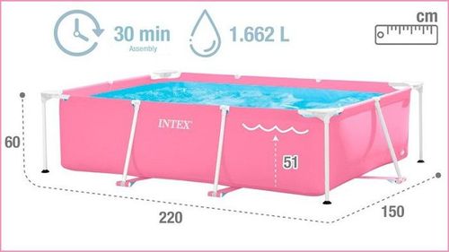בריכת עמודים מלבנית ורודה בריכה בלבד | 220X150X60 ס