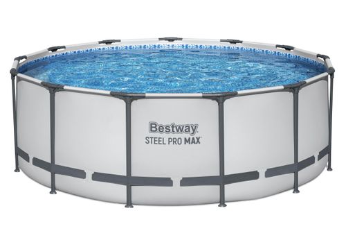 בריכת צינורות עגולה אפורה MAX 396X122 סמ 5618W מבית BESTWAY - מבט צד על מבנה הבריכה