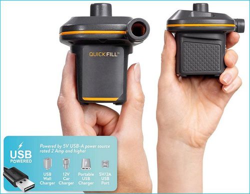 משאבת ניפוח אוויר USB חשמלית 66635 מבית INTEX - מבט על פתחי הניפוח והריקון