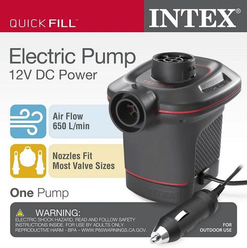משאבת ניפוח אוויר חשמלית DC למצת הרכב 66636 מבית INTEX - המחשת גודל המשאבה