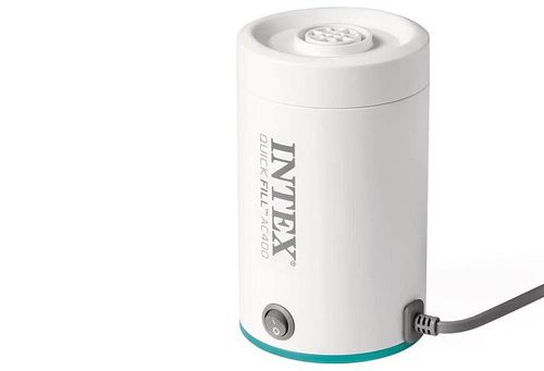 משאבת ניפוח אוויר חשמלית AC לבנה לבית 66646 מבית INTEX - מבט על פתחי הניפוח והריקון