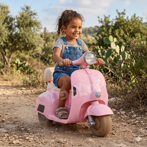 אופנוע ווספה רטרו 6V לילדים בצבע ורוד דגם RetroV6P מסדרת RETRO LINE