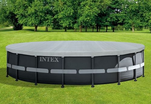 כיסוי עליון לבריכה עגולה אולטרה קוטר 549 ס״מ INTEX דגם 28041 - שולי הידוק וחבלי קשירה