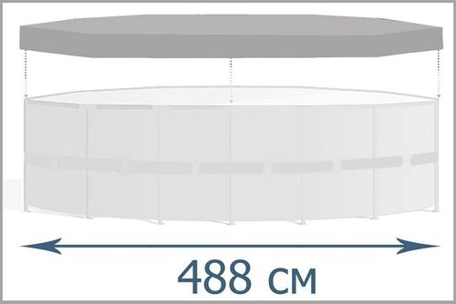 כיסוי עליון לבריכה עגולה קוטר 488 ס״מ INTEX דגם 28040 - שולי הידוק וחבלי קשירה