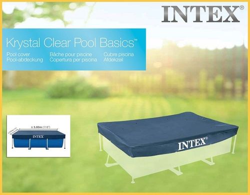 כיסוי עליון לבריכה מלבנית מסגרת 300×200 ס״מ INTEX דגם 28038 - שולי הידוק וחבלי קשירה