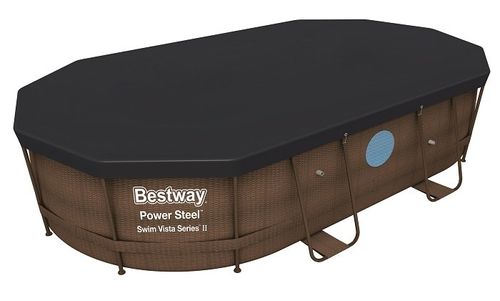 כיסוי עליון לבריכה אובלית 427×250×100 ס״מ BESTWAY דגם 58425 - שולי הידוק וחבלי קשירה