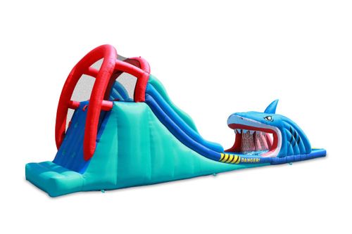 פארק מים מתנפח לילדים מגלשה כפולה מתקפת הכרישים HappyHop מק