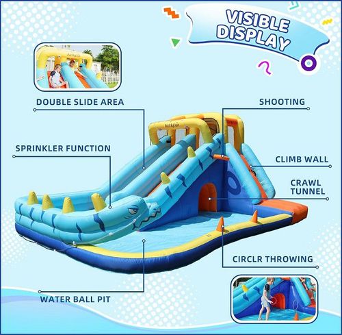 מתנפח מים עם מגלשה דו מסלולית נחש W83050 מבית Doctor Dolphin - מבט מקרוב על המתקן
