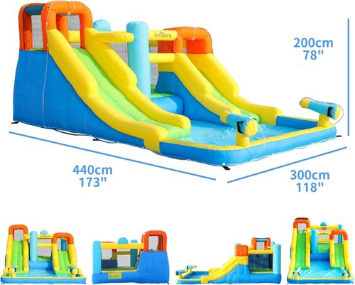מתנפח מים עם מגלשה כפולה W93050 מבית Doctor Dolphin - המחשת פעילויות במתקן