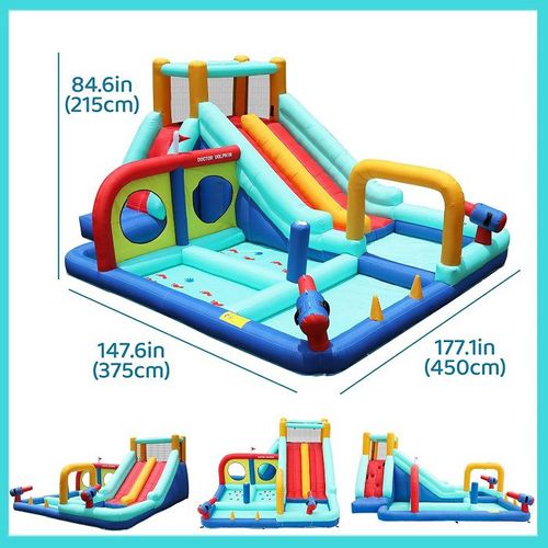 מתנפח מים עם מגלשה דו-מסלוליות W73027 מבית Doctor Dolphin - המחשת פעילויות במתקן