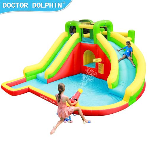 מתנפח מים פלוס שתי מגלשות W73018 מבית Doctor Dolphin - המחשת פעילויות במתקן