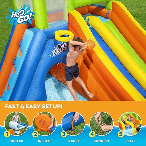 מתנפח מים פארק מים H2OGO דו מסלולי 53368 מבית Bestway - מבט מקרוב על המתקן