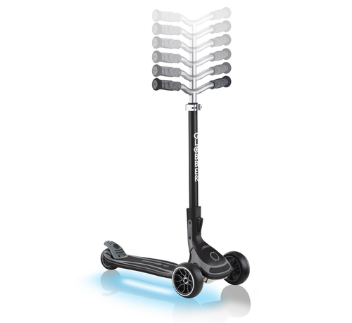 קורקינט לילדים ונוער אולטימום ULTIMUM Lights עם כיוונון היגוי ומשטח עמידה מאיר - שחור