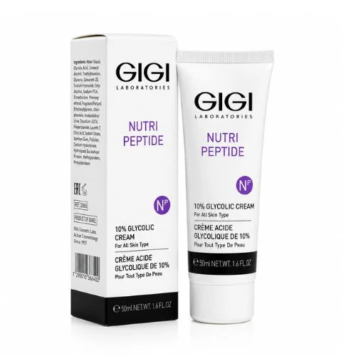 קרם חומצה גליקולית 10% מסדרת NUTRI PEPTIDE של ג'יג'י לחידוש והחלקת עור הפנים לכל סוגי העור 50 מ