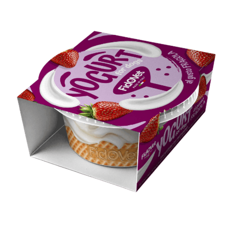 יוגורט לכלבים בטעם תות 40 גרם | FidOVet Strawberry Flavor Dog Yogurt 40g