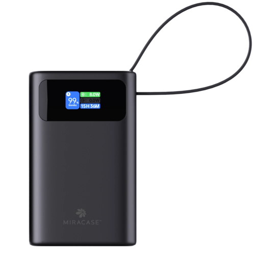 סוללת גיבוי Miracase MPB20C45W עם חיבורי USB-C ו-USB-A מסך מידע וכבל מובנה