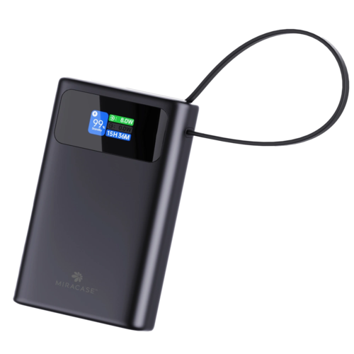 סוללת גיבוי Miracase MPB20C45W 20000mAh עם כבל USB-C מובנה ומסך מידע בזווית