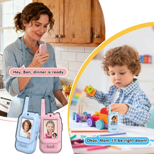 זוג מכשירי ווקי טוקי וידאו לילדים עם מסך 