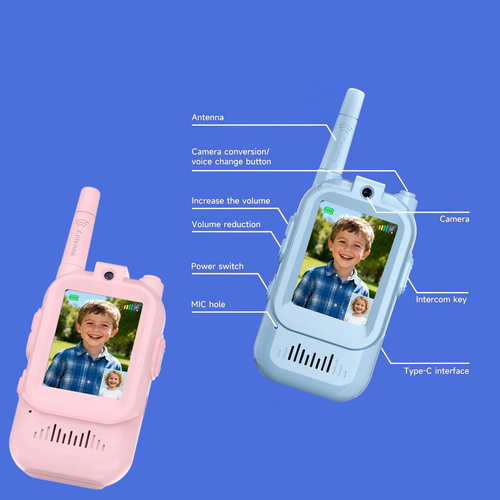 זוג מכשירי ווקי טוקי וידאו לילדים עם מסך 