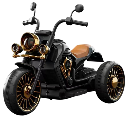 אופנוע דמוי הארלי דיוידסון וינטג' 6V לילדים עם אורות, צלילים ו 2 כיווני נסיעה - שחור 1