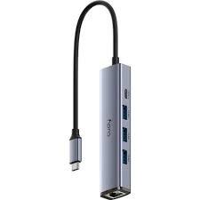 רכזת 5 ב-1 CUDY USB-C UH605 עם חיבור רשת Gigabit רשת RG45 USB-C Plug-and-Play USB-A,י