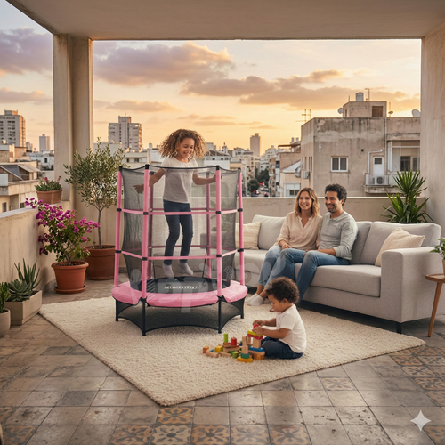 טרמפולינה קטנה לבית בצבע ורוד TNC140P - מבט נוסף על הטרמפולינה